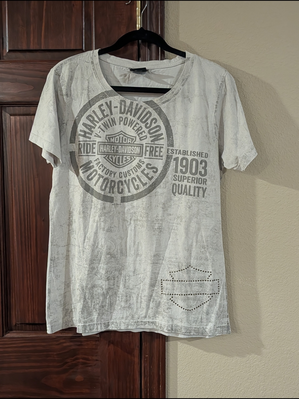 Harley-Davidson Short Sleeve Graphic Tee with Gray Logo & Metal Studded Logo